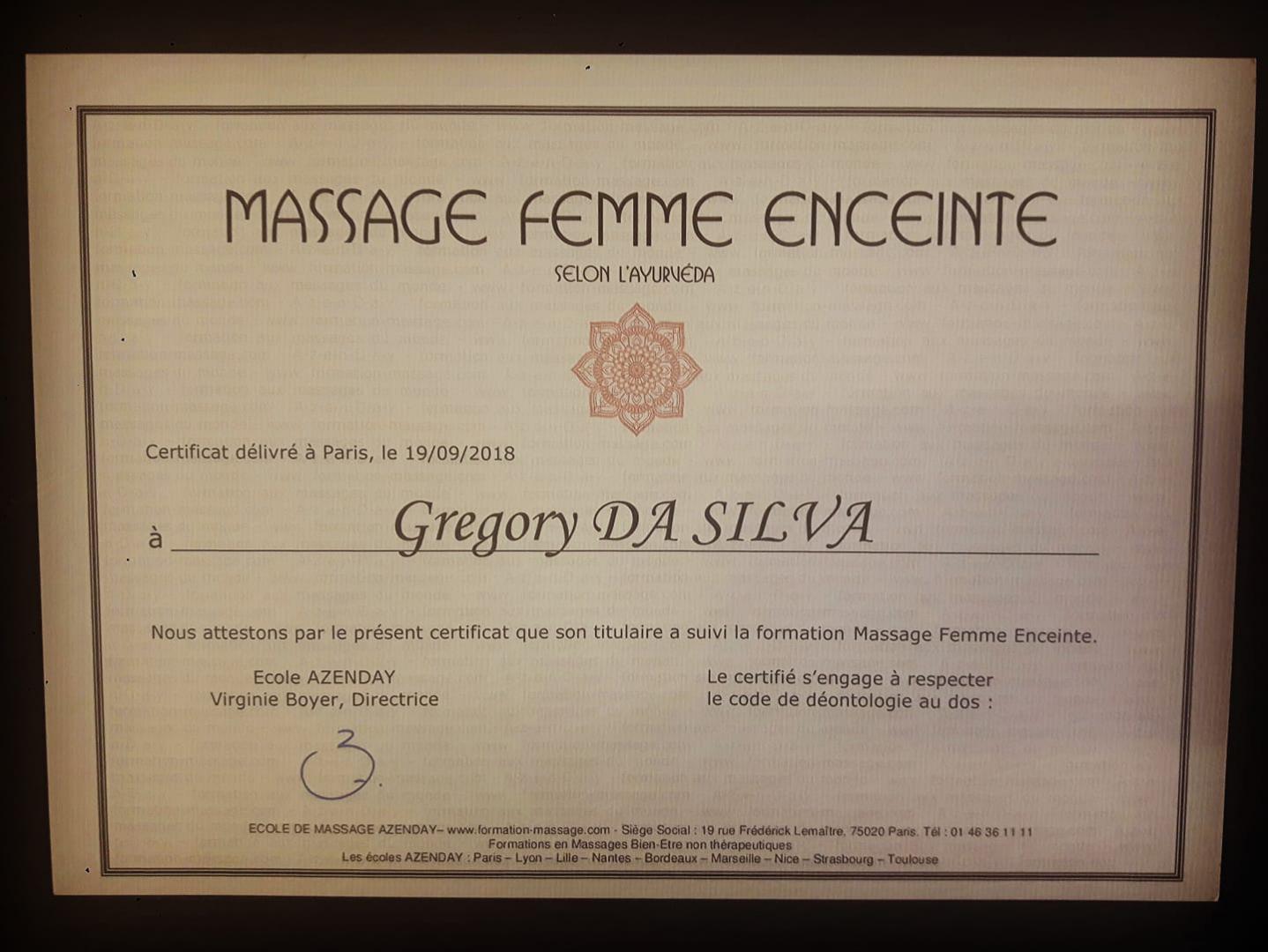 Certificat Massage Future Maman